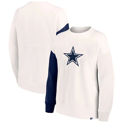 Women's Fanatics White Dallas Cowboys Colorblock Primary Logo - Pullover Sweatshirt