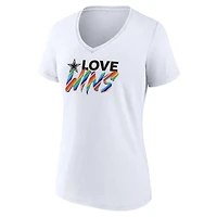 T-shirt blanc à col en V Fanatics pour femmes des Cowboys de Dallas Love Wins