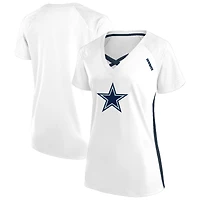 T-shirt à lacets et col en V paillettes pour femmes Fanatics blanc Dallas Cowboys grande taille