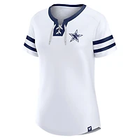 T-shirt à lacets Fanatics pour femmes, blanc, Dallas Cowboys Sunday Best