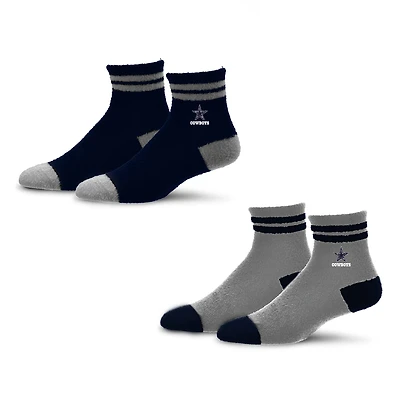 Lot de deux paires de chaussettes mi-mollet confortables pour femmes des Cowboys de Dallas For Bare Feet