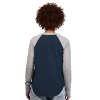 T-shirt à manches longues raglan en tricot gaufré G-III 4Her by Carl Banks pour femme, bleu marine/gris, des Cowboys de Dallas