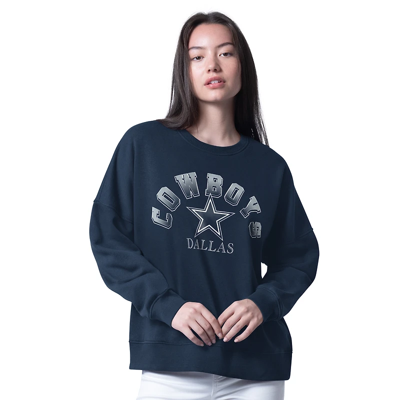 Sweat-shirt surdimensionné bleu marine G-III 4Her par Carl Banks pour femme, motif Cowboys de Dallas