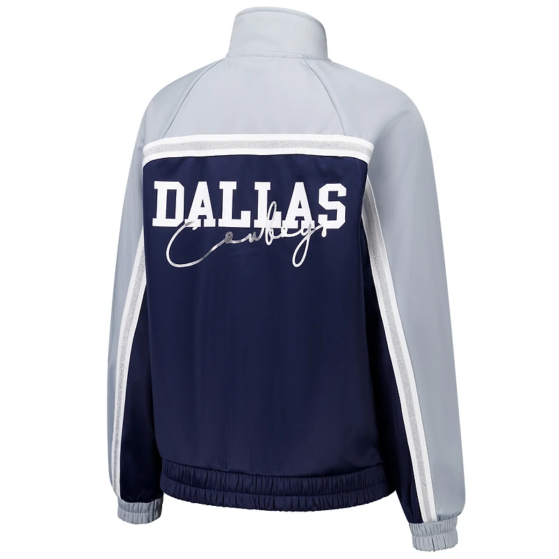 Veste de survêtement d'après-match entièrement zippée G-III 4Her by Carl Banks pour femme bleu marine des Dallas Cowboys