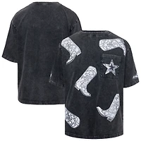 T-shirt oversize à paillettes pour femme Gameday Couture gris avec motif pom-pom girls des Cowboys de Dallas