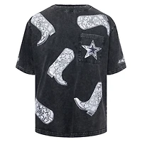 T-shirt oversize à paillettes pour femme Gameday Couture gris avec motif pom-pom girls des Cowboys de Dallas