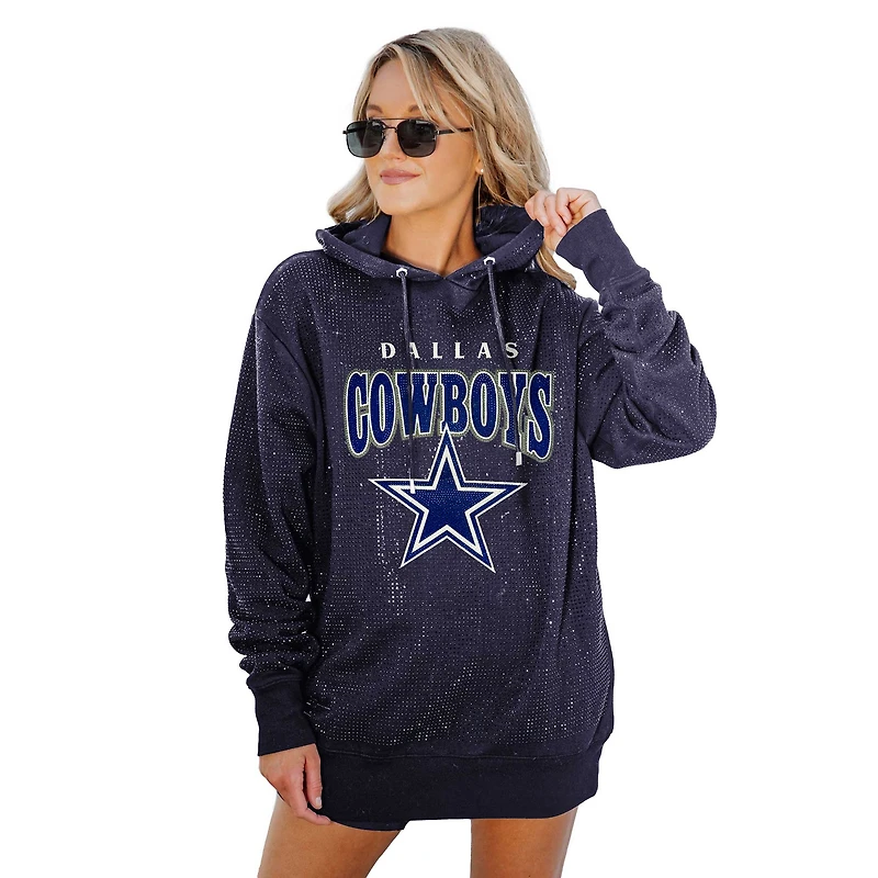 Pull à capuche bleu marine Gameday Couture Dallas Cowboys pour femme avec micro strass scintillants