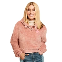 Women's Jill Martin Pink Dallas Cowboys Tonal Sherpa Cropped Hoodie