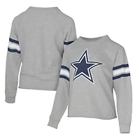 Sweat-shirt raglan en tissu éponge gris Lauren James pour femme des Cowboys de Dallas