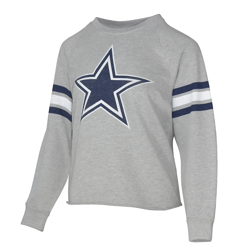 Sweat-shirt raglan en tissu éponge gris Lauren James pour femme des Cowboys de Dallas