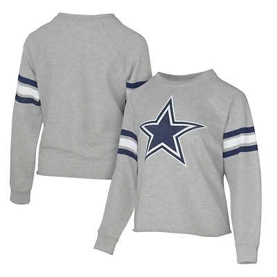 Sweat-shirt raglan en tissu éponge gris Lauren James pour femme des Cowboys de Dallas