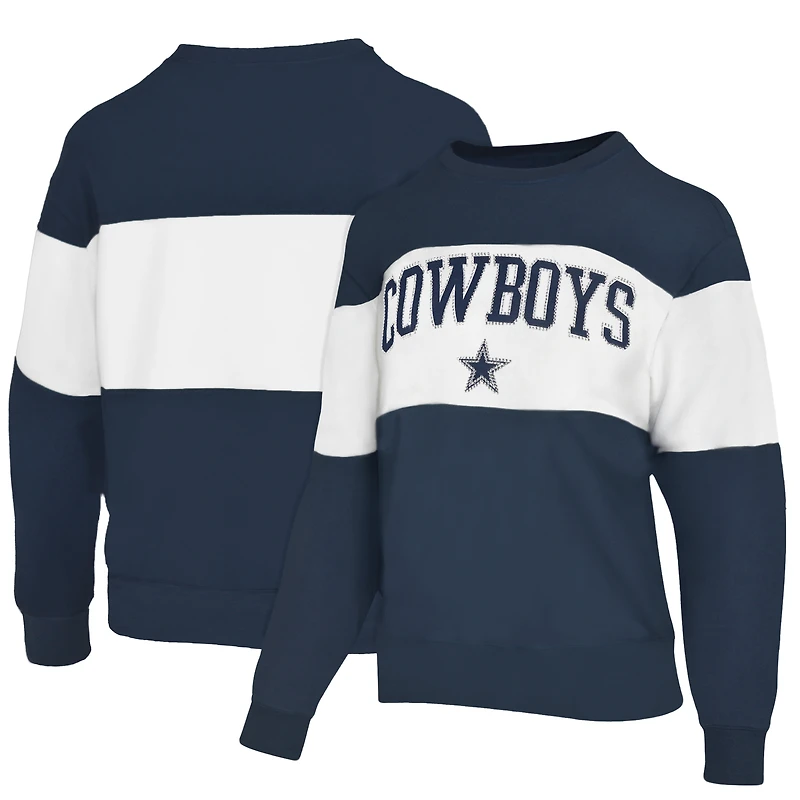 Sweat-shirt Lauren James bleu marine Dallas Cowboys Bling Colorblock Terry pour femme