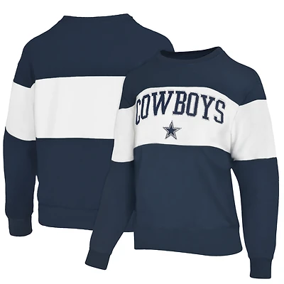 Sweat-shirt Lauren James bleu marine Dallas Cowboys Bling Colorblock Terry pour femme