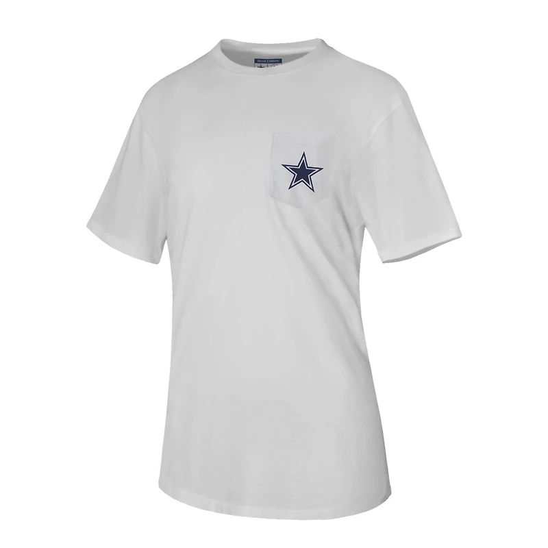 T-shirt blanc Lauren James pour femme avec poche « How Bout Boots ? » des Cowboys de Dallas