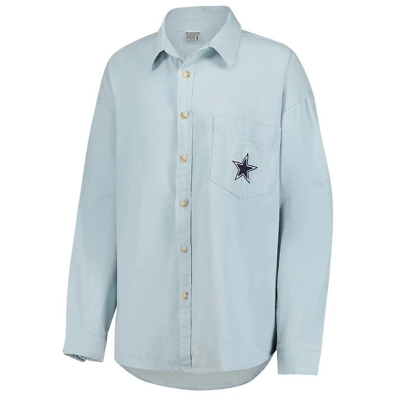 Women's  Light Blue Dallas Cowboys 90s Denim Button-Up Shirt