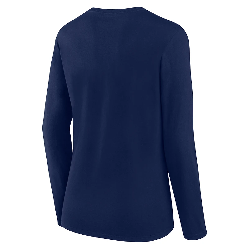 Women's Logo Athletic Navy Dallas Cowboys Grip Long Sleeve T-Shirt