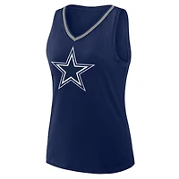 Women's Logo Athletic Navy Dallas Cowboys Plus Stellar Win V-Neck Tank Top