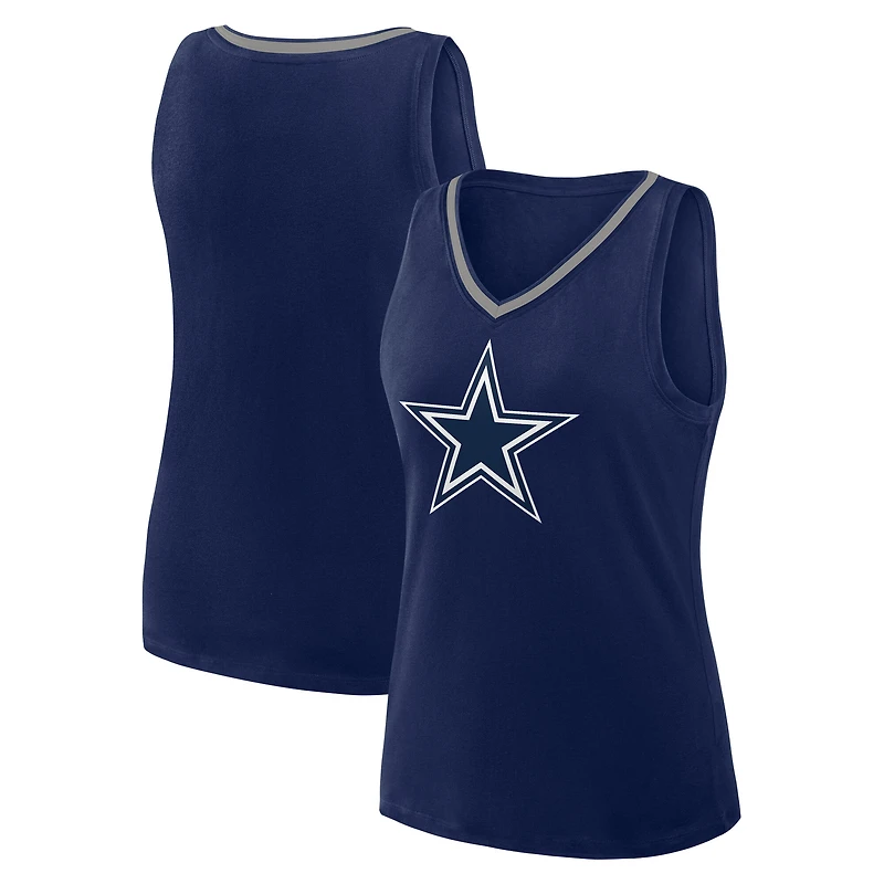 Débardeur à col en V Stellar Win pour femme, bleu marine, avec logo athlétique des Cowboys de Dallas