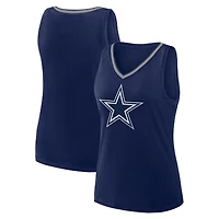 Débardeur à col en V Stellar Win pour femme, bleu marine, avec logo athlétique des Cowboys de Dallas