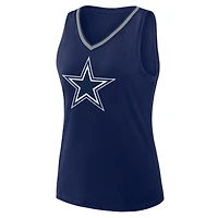 Débardeur à col en V Stellar Win pour femme, bleu marine, avec logo athlétique des Cowboys de Dallas