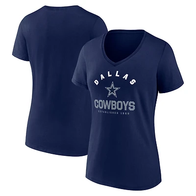 Women's Logo Athletic Navy Dallas Cowboys Unrivaled V-Neck T-Shirt