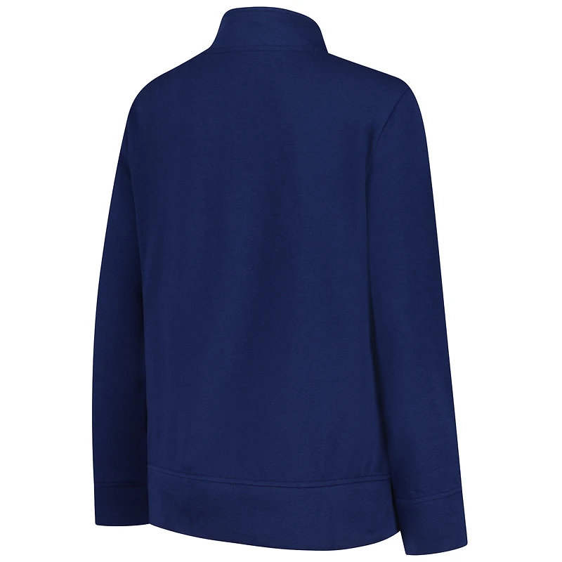 Veste à logo athlétique bleu marine pour femme, style Velocity, avec fermeture éclair quart de tour