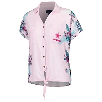 Women's Margaritaville Pink Dallas Cowboys Stadium Tie-Front Button-Up Shirt