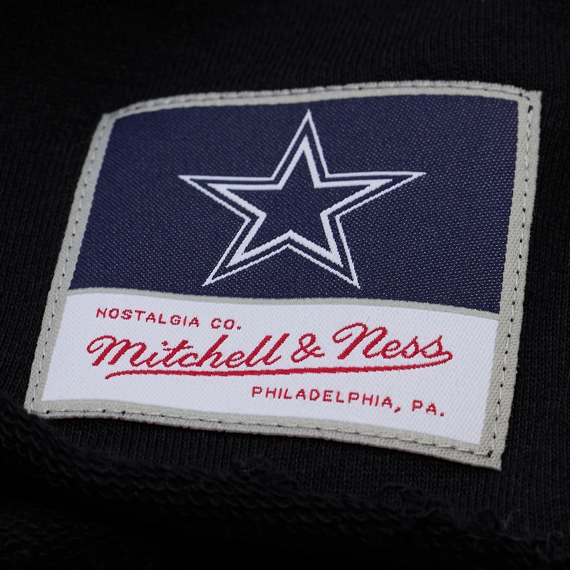 Polo de rugby court à manches longues Mitchell & Ness noir Dallas Cowboys pour femme