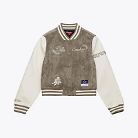 Veste universitaire Mitchell & Ness crème Dallas Cowboys pour femme, à boutons-pression.