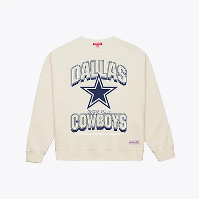 Sweat-shirt Mitchell & Ness crème pour femme, motif Dallas Cowboys.