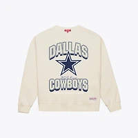 Sweat-shirt Mitchell & Ness crème pour femme, motif Dallas Cowboys.