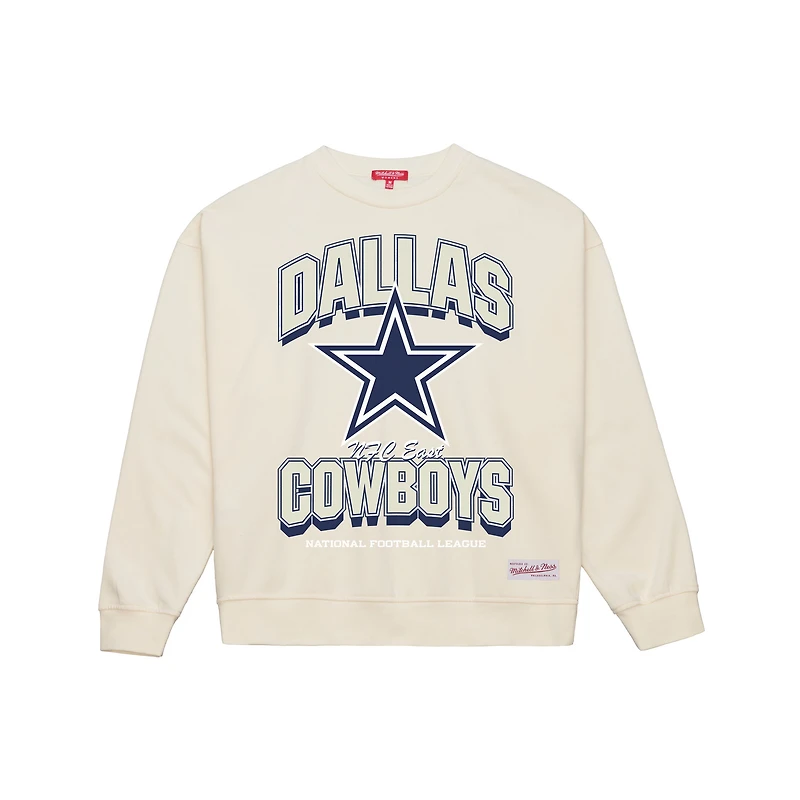 Sweat-shirt Mitchell & Ness crème Dallas Cowboys pour femme avec motif arches ton sur