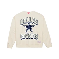 Sweat-shirt Mitchell & Ness crème Dallas Cowboys pour femme avec motif arches ton sur