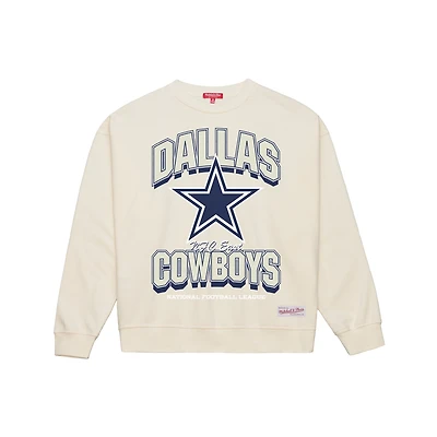 Women's  Mitchell & Ness Cream Dallas Cowboys Tonal Arch Sweatshirt
