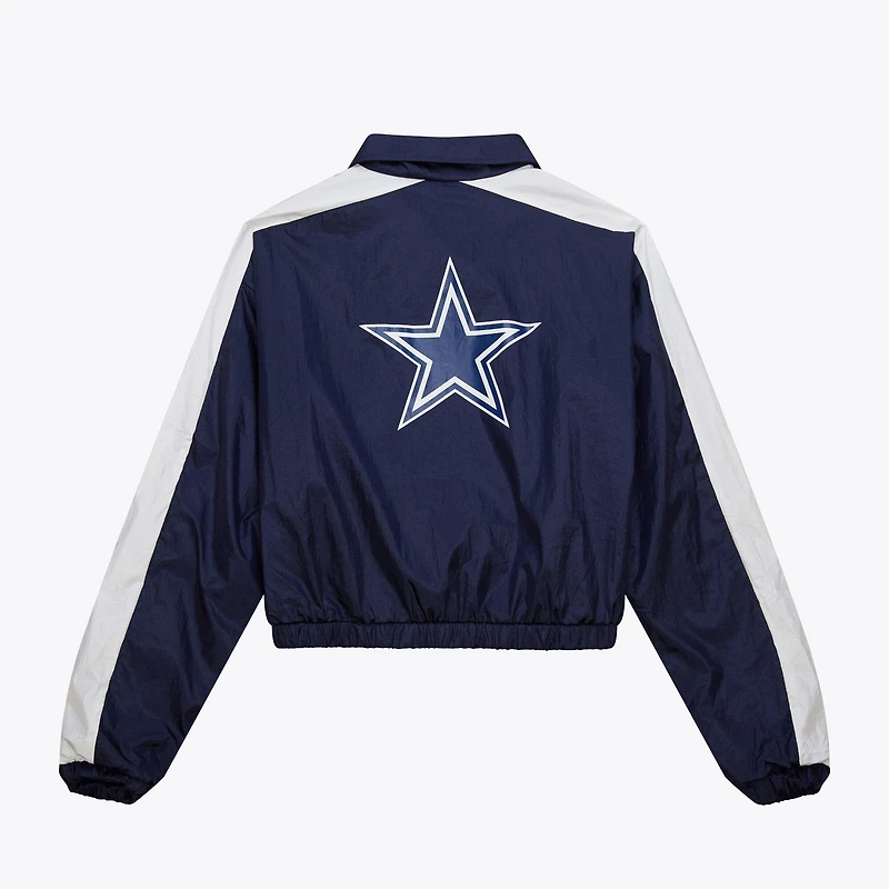 Veste zippée en nylon bleu marine Dallas Cowboys pour femme Mitchell & Ness