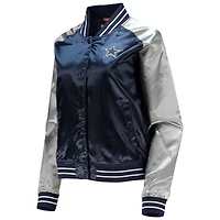 Women's Mitchell & Ness Navy Dallas Cowboys Team 2.0 Satin Raglan Full-Snap Jacket