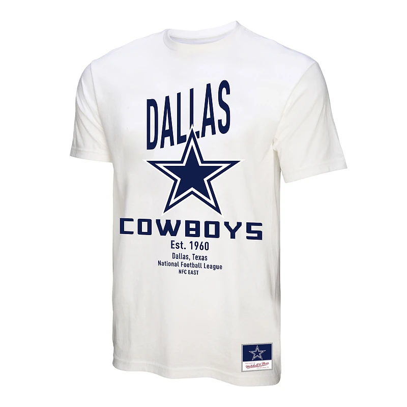 Women's Mitchell & Ness  White Dallas Cowboys Logo Rise Boyfriend T-Shirt