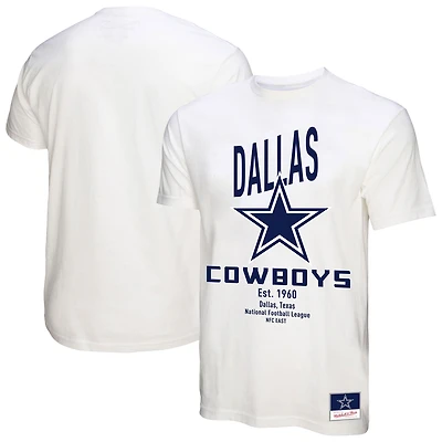 Women's Mitchell & Ness  White Dallas Cowboys Logo Rise Boyfriend T-Shirt