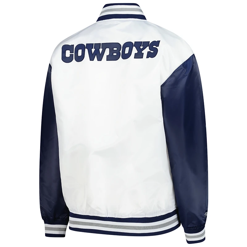 Women's Mitchell & Ness White Dallas Cowboys Plus Full-Snap Satin Jacket