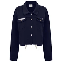 Women's Navy Dallas Cowboys Baroness Rhinestone Full-Snap Shacket