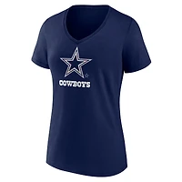 Women's  Navy Dallas Cowboys Floral Number 1 Mom V-Neck T-Shirt
