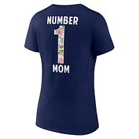 T-shirt à col en V pour femme, motif floral numéro 1, bleu marine, des Cowboys de Dallas