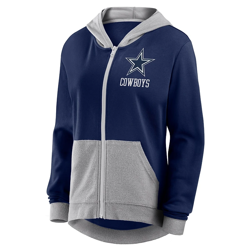 Women's  Navy Dallas Cowboys Hit It French Terry Full-Zip Hoodie