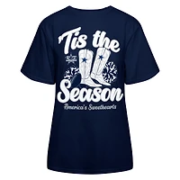 T-shirt à bottes Dallas Cowboys 'Tis The Season pour femmes, bleu marine