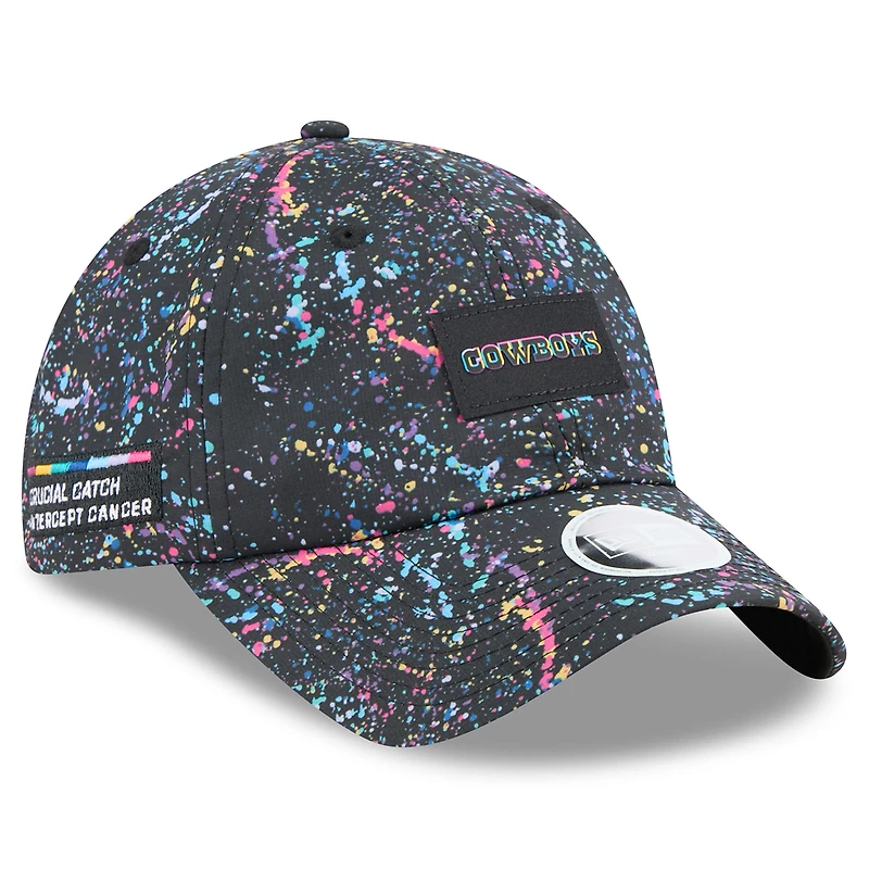 Women's New Era  Black Dallas Cowboys 2025 NFL Crucial Catch Pony Tail Adjustable Hat