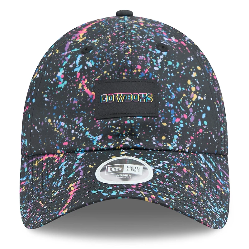 Women's New Era Black Dallas Cowboys 2025 NFL Crucial Catch Pony Tail Adjustable Hat