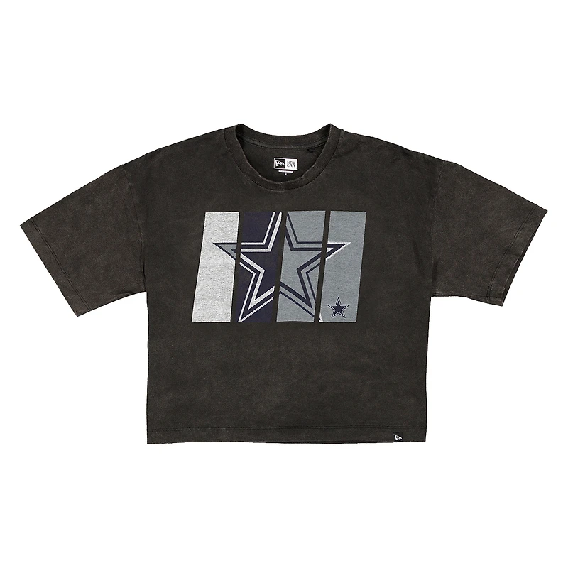 T-shirt court boxy sport noir délavé minéral Dallas Cowboys New Era pour femme