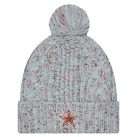 Bonnet en tricot à revers tendance bleu Dallas Cowboys New Era pour femme avec pompon
