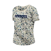 Women's New Era Cream Dallas Cowboys Glam Game Floral T-Shirt