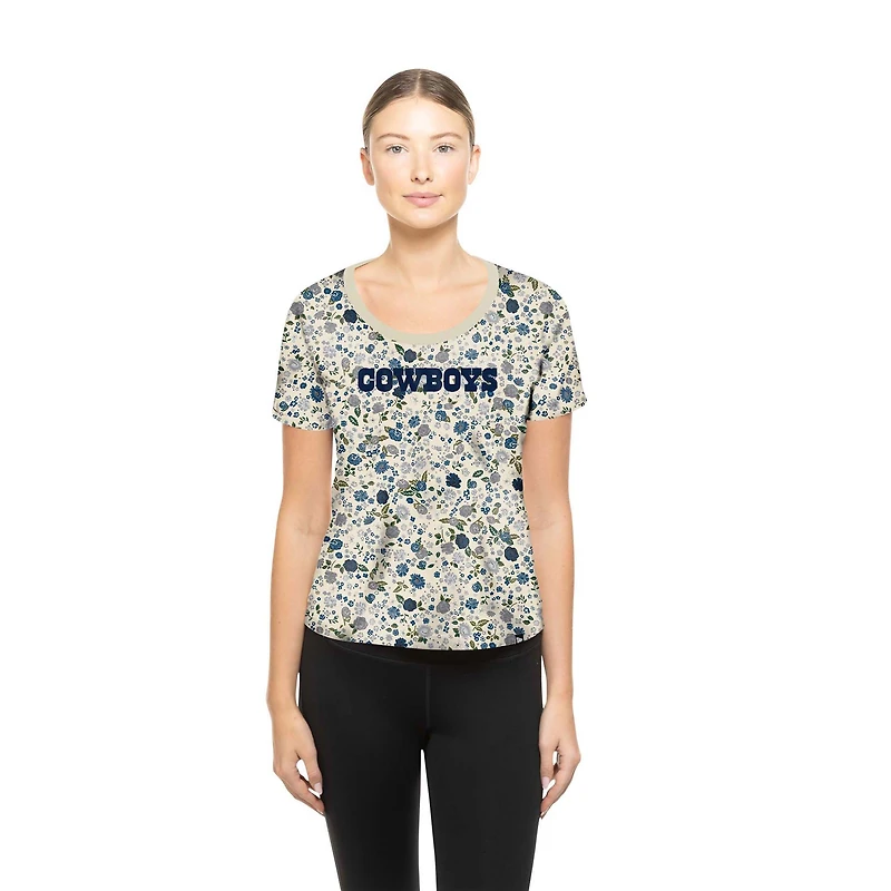 Women's New Era Cream Dallas Cowboys Glam Game Floral T-Shirt
